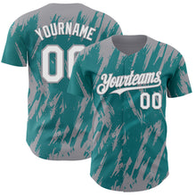 Charger l'image dans la galerie, Custom Teal White-Gray 3D Pattern Design Splatter Torn Sharp Brush Stroke Authentic Baseball Jersey
