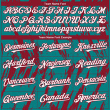 Загрузить изображение в средство просмотра галереи, Custom Teal White-Crimson 3D Pattern Design Splatter Torn Sharp Brush Stroke Authentic Baseball Jersey
