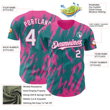Charger l'image dans la galerie, Custom Teal White-Pink 3D Pattern Design Splatter Torn Sharp Brush Stroke Authentic Baseball Jersey
