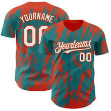 Загрузить изображение в средство просмотра галереи, Custom Teal White-Orange 3D Pattern Design Splatter Torn Sharp Brush Stroke Authentic Baseball Jersey
