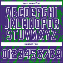 Загрузить изображение в средство просмотра галереи, Custom Purple White-Grass Green 3D Pattern Design Splatter Torn Sharp Brush Stroke Authentic Baseball Jersey
