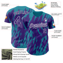 Загрузить изображение в средство просмотра галереи, Custom Purple White-Teal 3D Pattern Design Splatter Torn Sharp Brush Stroke Authentic Baseball Jersey
