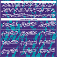 Загрузить изображение в средство просмотра галереи, Custom Purple White-Teal 3D Pattern Design Splatter Torn Sharp Brush Stroke Authentic Baseball Jersey
