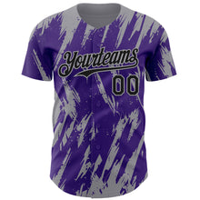 Laden Sie das Bild in den Galerie-Viewer, Custom Purple Gray 3D Pattern Design Splatter Torn Sharp Brush Stroke Authentic Baseball Jersey
