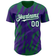 Загрузить изображение в средство просмотра галереи, Custom Purple White-Kelly Green 3D Pattern Design Splatter Torn Sharp Brush Stroke Authentic Baseball Jersey
