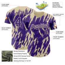 Load image into Gallery viewer, Custom Purple Cream 3D Pattern Design Splatter Torn Sharp Brush Stroke Authentic Baseball Jersey
