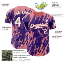 Load image into Gallery viewer, Custom Purple White-Medium Pink 3D Pattern Design Splatter Torn Sharp Brush Stroke Authentic Baseball Jersey
