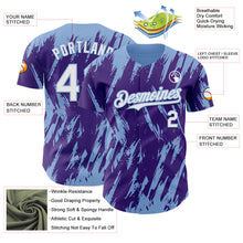 Load image into Gallery viewer, Custom Purple White-Light Blue 3D Pattern Design Splatter Torn Sharp Brush Stroke Authentic Baseball Jersey

