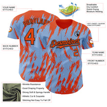 Load image into Gallery viewer, Custom Light Blue Orange-Black 3D Pattern Design Splatter Torn Sharp Brush Stroke Authentic Baseball Jersey
