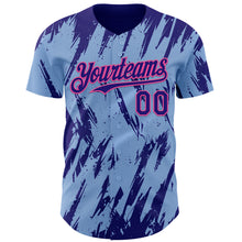 Charger l'image dans la galerie, Custom Light Blue Dark Purple-Pink 3D Pattern Design Splatter Torn Sharp Brush Stroke Authentic Baseball Jersey
