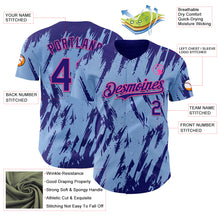 Charger l'image dans la galerie, Custom Light Blue Dark Purple-Pink 3D Pattern Design Splatter Torn Sharp Brush Stroke Authentic Baseball Jersey
