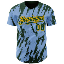 Laden Sie das Bild in den Galerie-Viewer, Custom Light Blue Green-Gold 3D Pattern Design Splatter Torn Sharp Brush Stroke Authentic Baseball Jersey
