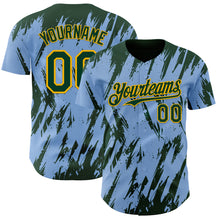 Laden Sie das Bild in den Galerie-Viewer, Custom Light Blue Green-Gold 3D Pattern Design Splatter Torn Sharp Brush Stroke Authentic Baseball Jersey
