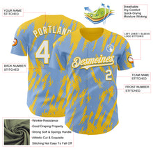 Загрузить изображение в средство просмотра галереи, Custom Light Blue White-Yellow 3D Pattern Design Splatter Torn Sharp Brush Stroke Authentic Baseball Jersey
