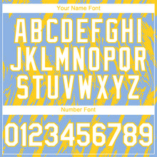 Загрузить изображение в средство просмотра галереи, Custom Light Blue White-Yellow 3D Pattern Design Splatter Torn Sharp Brush Stroke Authentic Baseball Jersey

