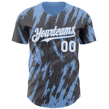 Charger l'image dans la galerie, Custom Steel Gray White-Light Blue 3D Pattern Design Splatter Torn Sharp Brush Stroke Authentic Baseball Jersey
