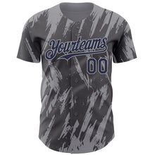 Charger l'image dans la galerie, Custom Steel Gray Navy-Gray 3D Pattern Design Splatter Torn Sharp Brush Stroke Authentic Baseball Jersey
