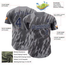 Charger l'image dans la galerie, Custom Steel Gray Navy-Gray 3D Pattern Design Splatter Torn Sharp Brush Stroke Authentic Baseball Jersey
