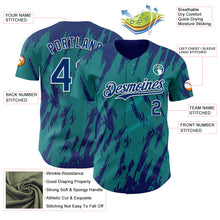 Laden Sie das Bild in den Galerie-Viewer, Custom Teal US Navy Blue-White 3D Pattern Design Splatter Torn Sharp Brush Stroke Authentic Baseball Jersey
