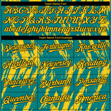 Laden Sie das Bild in den Galerie-Viewer, Custom Teal Yellow-Black 3D Pattern Design Splatter Torn Sharp Brush Stroke Authentic Baseball Jersey
