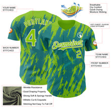Charger l'image dans la galerie, Custom Teal Neon Green-White 3D Pattern Design Splatter Torn Sharp Brush Stroke Authentic Baseball Jersey
