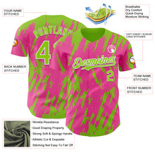 Charger l'image dans la galerie, Custom Pink Neon Green-White 3D Pattern Design Splatter Torn Sharp Brush Stroke Authentic Baseball Jersey
