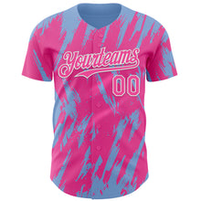 Charger l'image dans la galerie, Custom Pink White-Light Blue 3D Pattern Design Splatter Torn Sharp Brush Stroke Authentic Baseball Jersey
