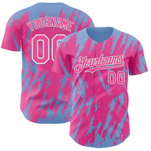 Charger l'image dans la galerie, Custom Pink White-Light Blue 3D Pattern Design Splatter Torn Sharp Brush Stroke Authentic Baseball Jersey
