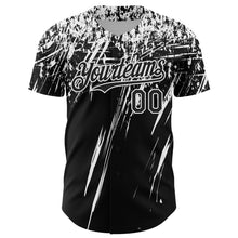 Load image into Gallery viewer, Custom Black White Distressed Scratch Brush Stroke Authentic Baseball Jersey

