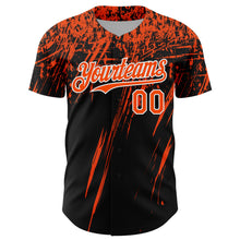 Charger l'image dans la galerie, Custom Black Orange-White Distressed Scratch Brush Stroke Authentic Baseball Jersey
