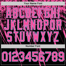 Load image into Gallery viewer, Custom Black Pink-Light Blue Distressed Scratch Brush Stroke Authentic Baseball Jersey
