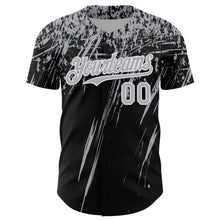 Charger l'image dans la galerie, Custom Black Gray-White Distressed Scratch Brush Stroke Authentic Baseball Jersey
