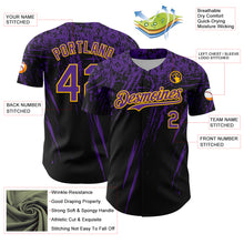 Load image into Gallery viewer, Custom Black Purple-Yellow Distressed Scratch Brush Stroke Authentic Baseball Jersey
