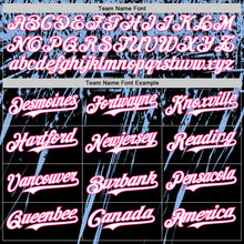 Load image into Gallery viewer, Custom Black White Light Blue-Pink Distressed Scratch Brush Stroke Authentic Baseball Jersey
