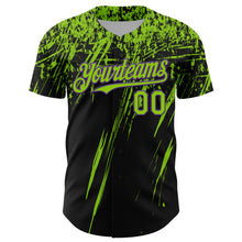 Загрузить изображение в средство просмотра галереи, Custom Black Neon Green-Purple Distressed Scratch Brush Stroke Authentic Baseball Jersey
