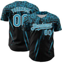 Загрузить изображение в средство просмотра галереи, Custom Black Panther Blue-White Distressed Scratch Brush Stroke Authentic Baseball Jersey
