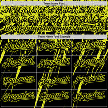 Laden Sie das Bild in den Galerie-Viewer, Custom Black Neon Yellow Distressed Scratch Brush Stroke Authentic Baseball Jersey
