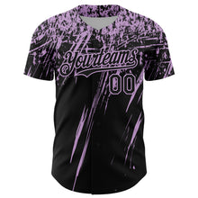 Load image into Gallery viewer, Custom Black Light Purple Distressed Scratch Brush Stroke Authentic Baseball Jersey
