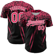 Загрузить изображение в средство просмотра галереи, Custom Black Neon Pink-White Distressed Scratch Brush Stroke Authentic Baseball Jersey
