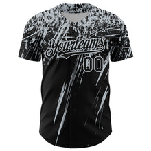 Загрузить изображение в средство просмотра галереи, Custom Black Silver Distressed Scratch Brush Stroke Authentic Baseball Jersey
