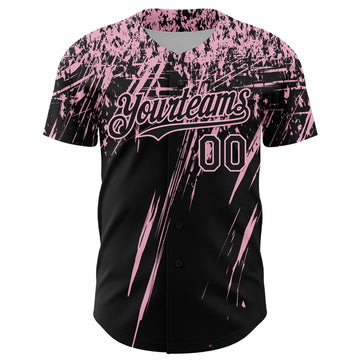 Custom Black Light Pink Distressed Scratch Brush Stroke Authentic Baseball Jersey