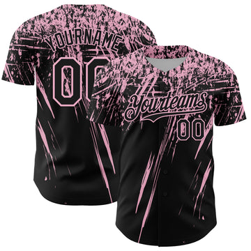 Custom Black Light Pink Distressed Scratch Brush Stroke Authentic Baseball Jersey