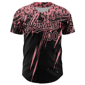 Custom Black Medium Pink Distressed Scratch Brush Stroke Authentic Baseball Jersey