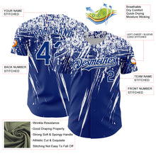 Laden Sie das Bild in den Galerie-Viewer, Custom Royal White Distressed Scratch Brush Stroke Authentic Baseball Jersey
