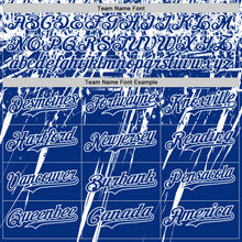 Laden Sie das Bild in den Galerie-Viewer, Custom Royal White Distressed Scratch Brush Stroke Authentic Baseball Jersey
