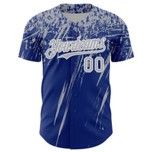 Load image into Gallery viewer, Custom Royal Gray-White Distressed Scratch Brush Stroke Authentic Baseball Jersey
