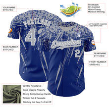 Load image into Gallery viewer, Custom Royal Gray-White Distressed Scratch Brush Stroke Authentic Baseball Jersey
