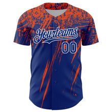 Charger l'image dans la galerie, Custom Royal Orange-White Distressed Scratch Brush Stroke Authentic Baseball Jersey

