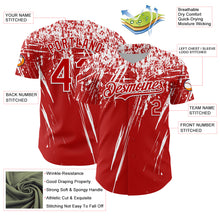 Загрузить изображение в средство просмотра галереи, Custom Red White Distressed Scratch Brush Stroke Authentic Baseball Jersey
