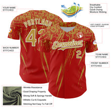 Laden Sie das Bild in den Galerie-Viewer, Custom Red Old Gold-White Distressed Scratch Brush Stroke Authentic Baseball Jersey
